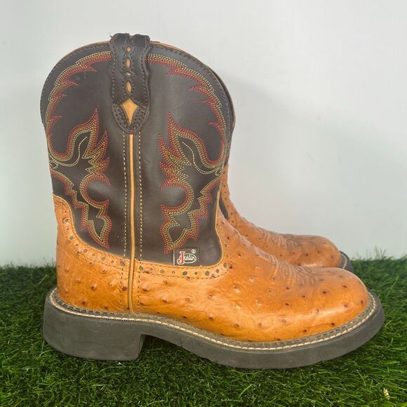 Justin Gypsy  Women’s L9900 Western Cowgirl Boots Ostrich Print US Size 7.5 - Picture 3 of 8